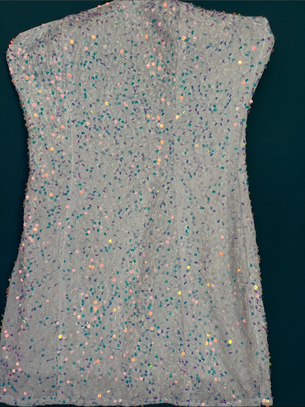 Fashion Nova White Iridescent Sequin Mini Dress